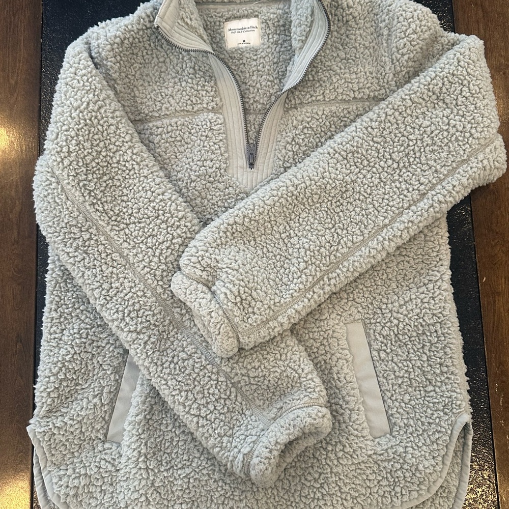 Abercrombie & Fitch Soft Gray Sherpa Jacket